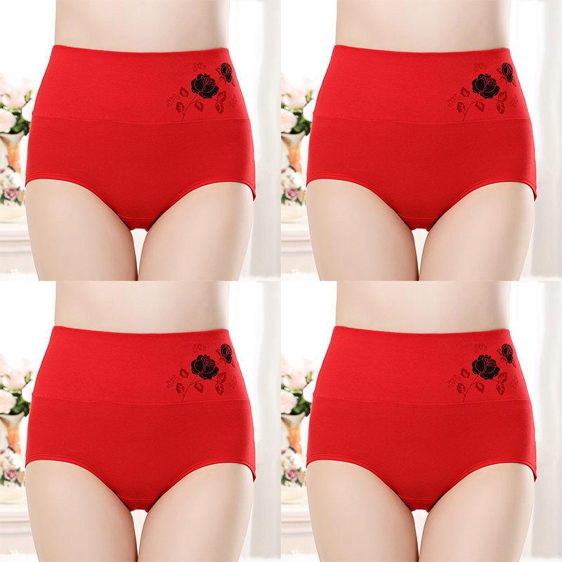 4 Teile/los Plus Größe Unterwäsche Frau Hohe Taille frauen Höschen Hohe Aufstieg Reine Baumwolle Kurze Atmungsaktive Panty Unterhose für damen