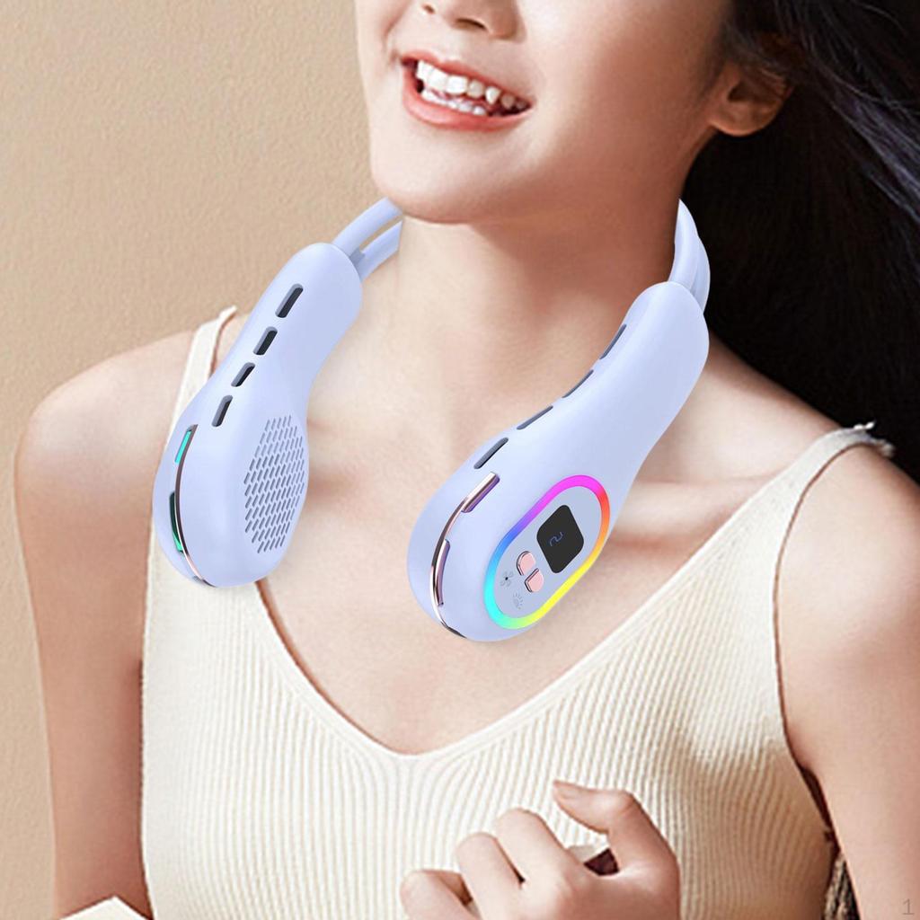 Neck Fan Handsfree,Low Noise LED Display Personal Cooling for Men Women Outdoor Indoor