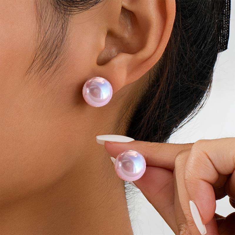 Seven-piece set of one-week colored Doudou stud earrings for women, light luxury, high-end sense, no need to pick new earrings