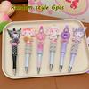 6pcs HelloKitty Sanrio Cartoon Anime Kuromi Water Diamond Rotating Neutral Pen Sanrio Beaded Ballpoint Pen Student Learning Supplies Gift Back