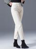Women's Plus Size High-Waist Off-White Denim Jeans with Velvet Lining - Loose Fit Harem Style for Autumn/Winter 2024