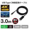 ELECOM 3m to HDMI Converter 4K2K x Mirroring Black with iPhone Pro MPA-CHDMIS30BK USB-C Cable, Heavy-Duty, (3840 2160/60Hz) Support, [Compatible 16/16