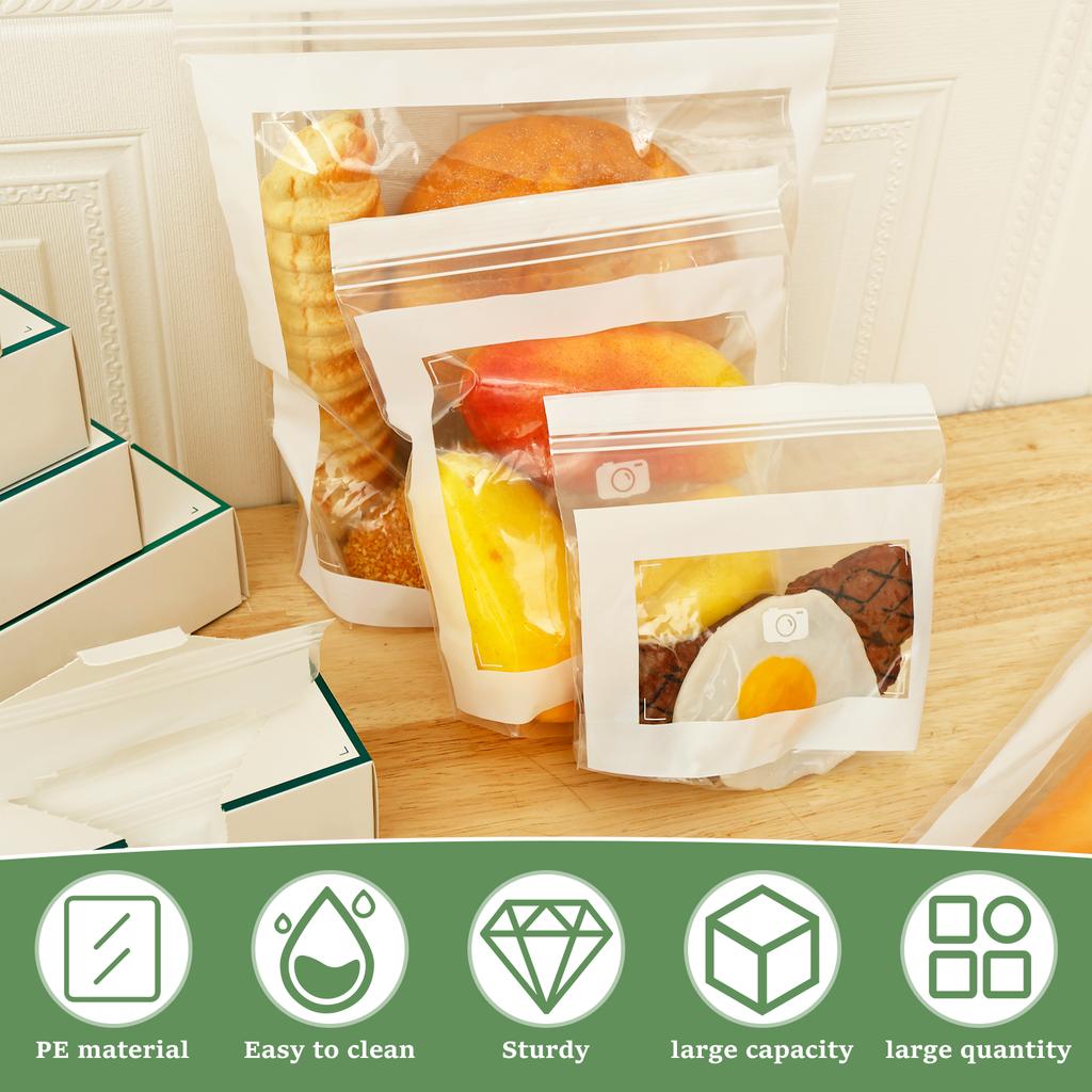 100Pcs Food Preservation Bag with Double Layer Sealing Chain Reusable Kitchen Refrigerator Storage Bag for Fruit and Vegetable