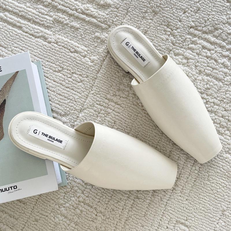 Simple Solid Color Square Toe Ladies Slippers Fashion Soft Bottom Beach Sandals  Summer Sexy Backless Non-slip Mule Female