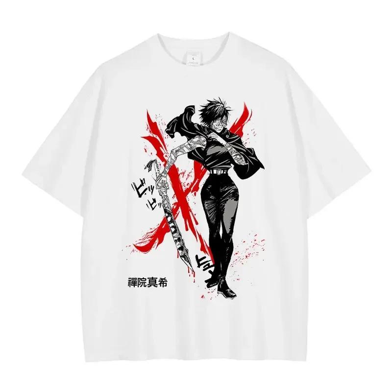 Japanese anime 100% Cotton T-shirt Anime J-Jujutsu K-Kaisen Vintage wash T-shirt Loose plus size short sleeve T-shirt