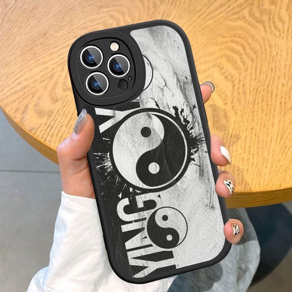 Naturalize Yin and Yang Chinese Tai Chi Pouzdro na telefon z tvrdé kůže pro iPhone 14 13 12 Mini 11 14 Pro Max Xs X Xr 7 8 Plus Fundas