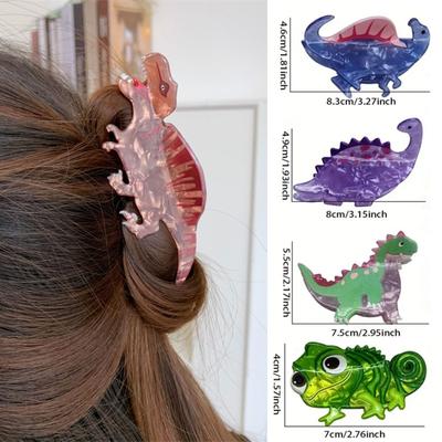 Trendy Acrylic Dinosaur Hair Claws Cartoon Funny Sweet Hairpins Ponytail Holder For Women Girls Hair Accessories