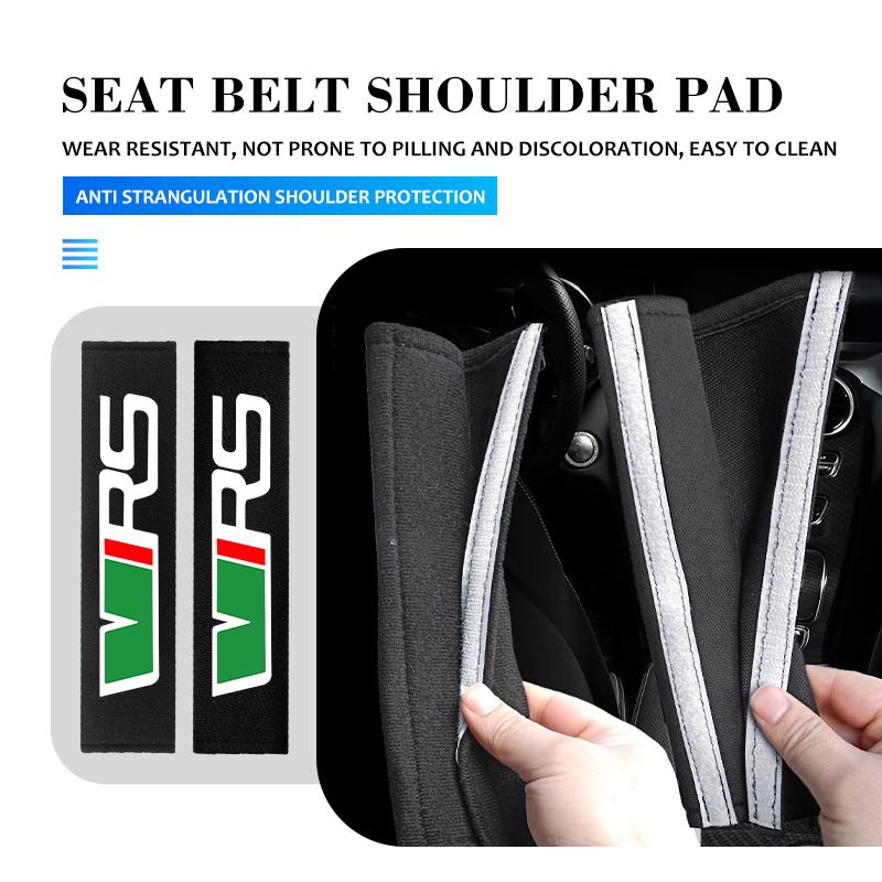 PTHT3 Car Interior Belt Cover Safety Belt Shoulder Protector Mats Auto Accessories For Skoda Kamiq MK3 Roomster Rapid Kodiaq Karoq