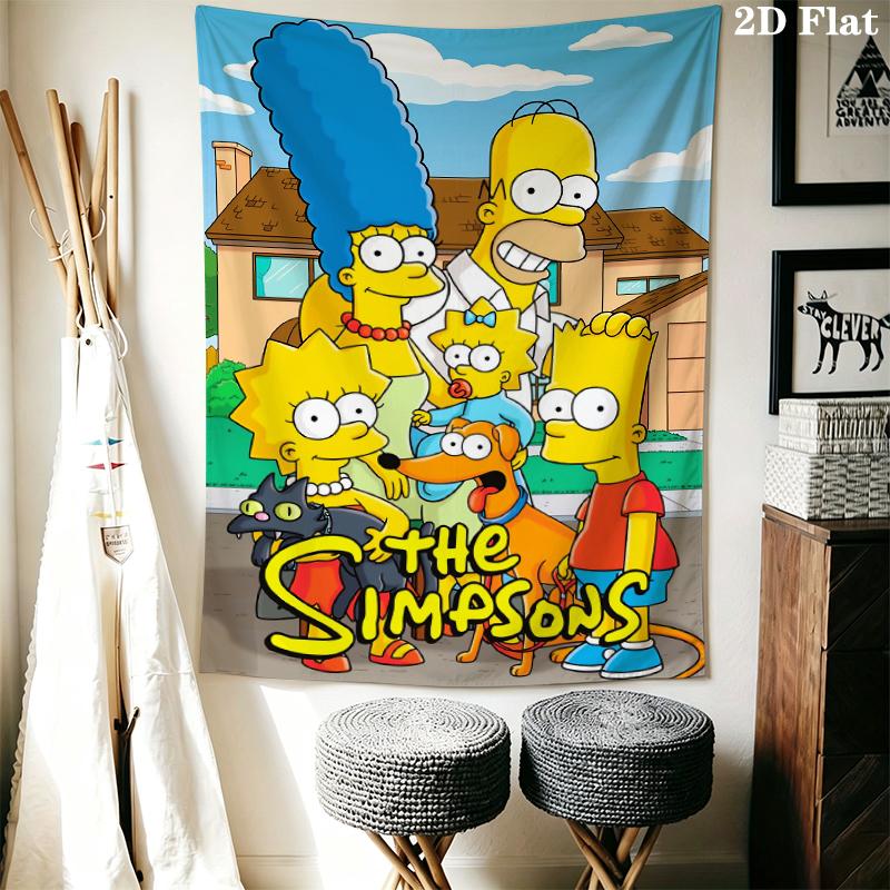 Simpsons Family Wall Tapestry Aesthetic Wall Hanging Printed Fabric Blanket Decorative Tapestries for Bedroom Living Room Home Decor