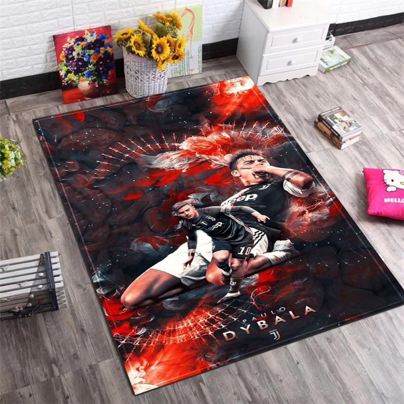 Dybala Football Star Art Collage Print Area Rug Non‑Slip Rectangular Floor Mat Soccer Fan Gaming Room Home Decor