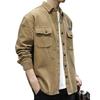 Spring Men's Large Size Fashion Casual Solid Color Lapel Long Sleeve Shirt