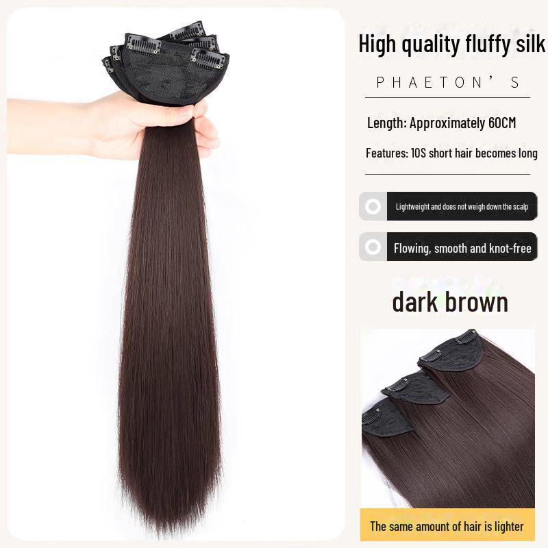 Long Hair Wigs for Women: 3-Piece Set, Straight, Voluminous, Invisible, Traceless Extensions