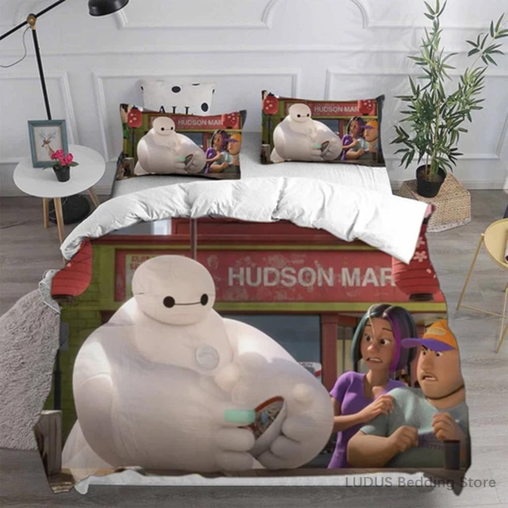 Big Hero 6 Baymax Bedding Set Kawaii Anime Duvet Cover With Pillow Shams Queen Full Twin Size Quilt Cover Home Decor