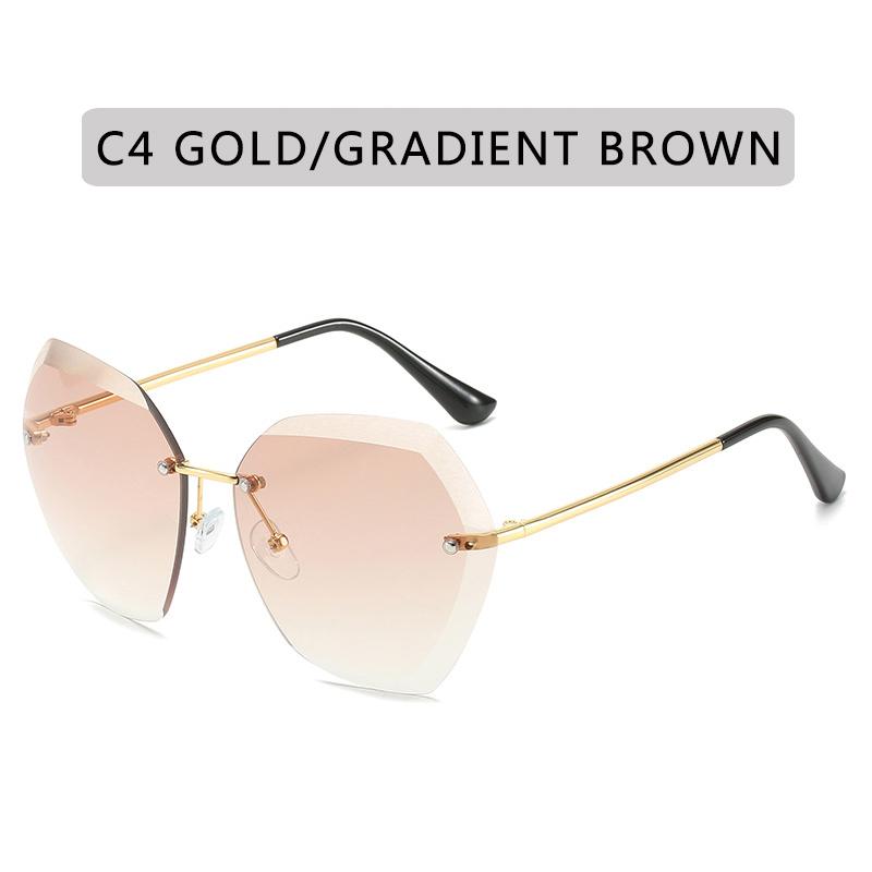 

2023 New Fashion Brand Design Vintage Rimless Pilot Sunglasses Women Men Retro Cutting Lens Gradient Sun Glasses Female UV400