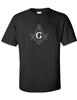 White Free Mason Symbol Square Charity Illuminate Black Cotton T-Shirt