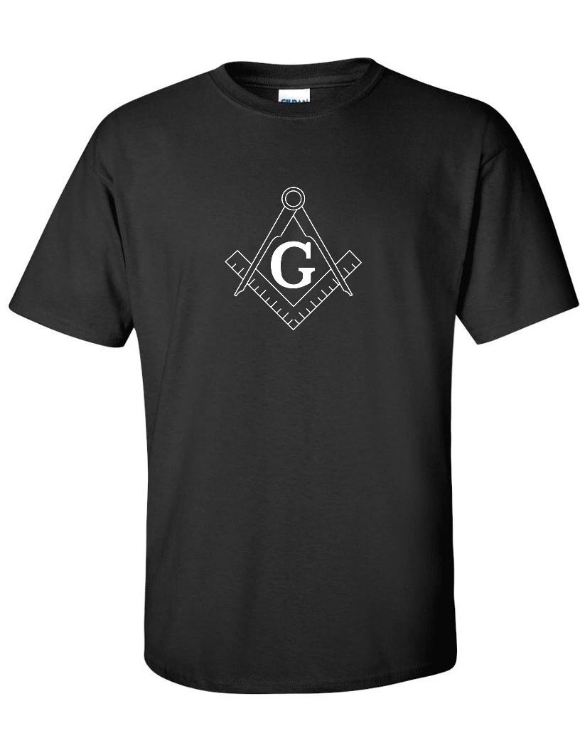 White Free Mason Symbol Square Charity Illuminate Black Cotton T-Shirt 2XL