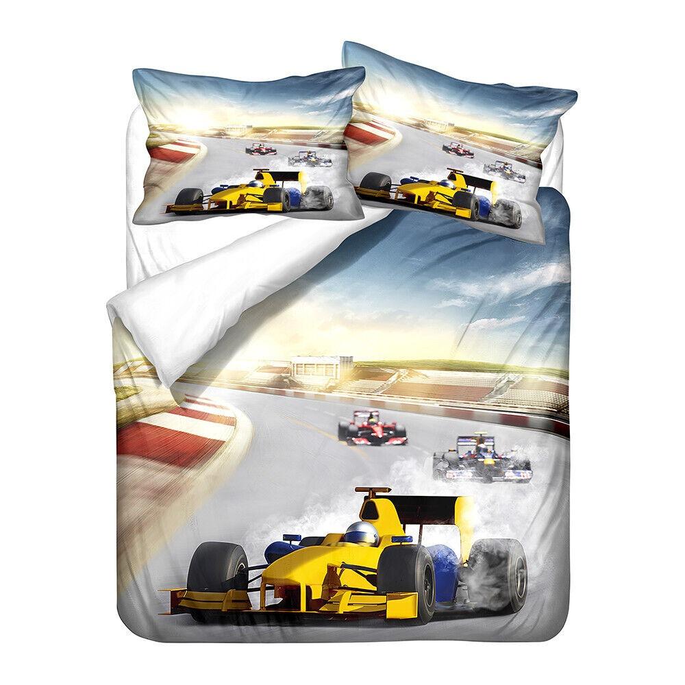 3D Printed Racing Bedding Set King Queen Bed Down Duvet Cover Pillowcase 2/3pc Speed Racing Bed Cover Teenagers Boys Men's Cover Gift