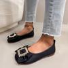 Fashion All-match Single Shoes Summer New Round Head Shallow Mouth Metal Buckle Butterfly Knot Soft Sole Non-slip Flat Shoes