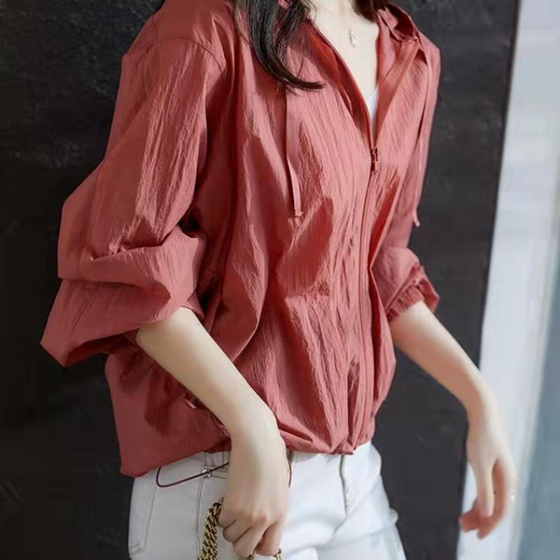 Summer Short Jacket Spring and Summer Thin Hooded Sun Protection Clothes for Women Breathable Sun Protection Clothes for Women