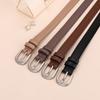 Womens Genuine Leather Belt With Pin Buckle Slim Business Waistband Office Casual Formal Wear Black Brown Beige Tan