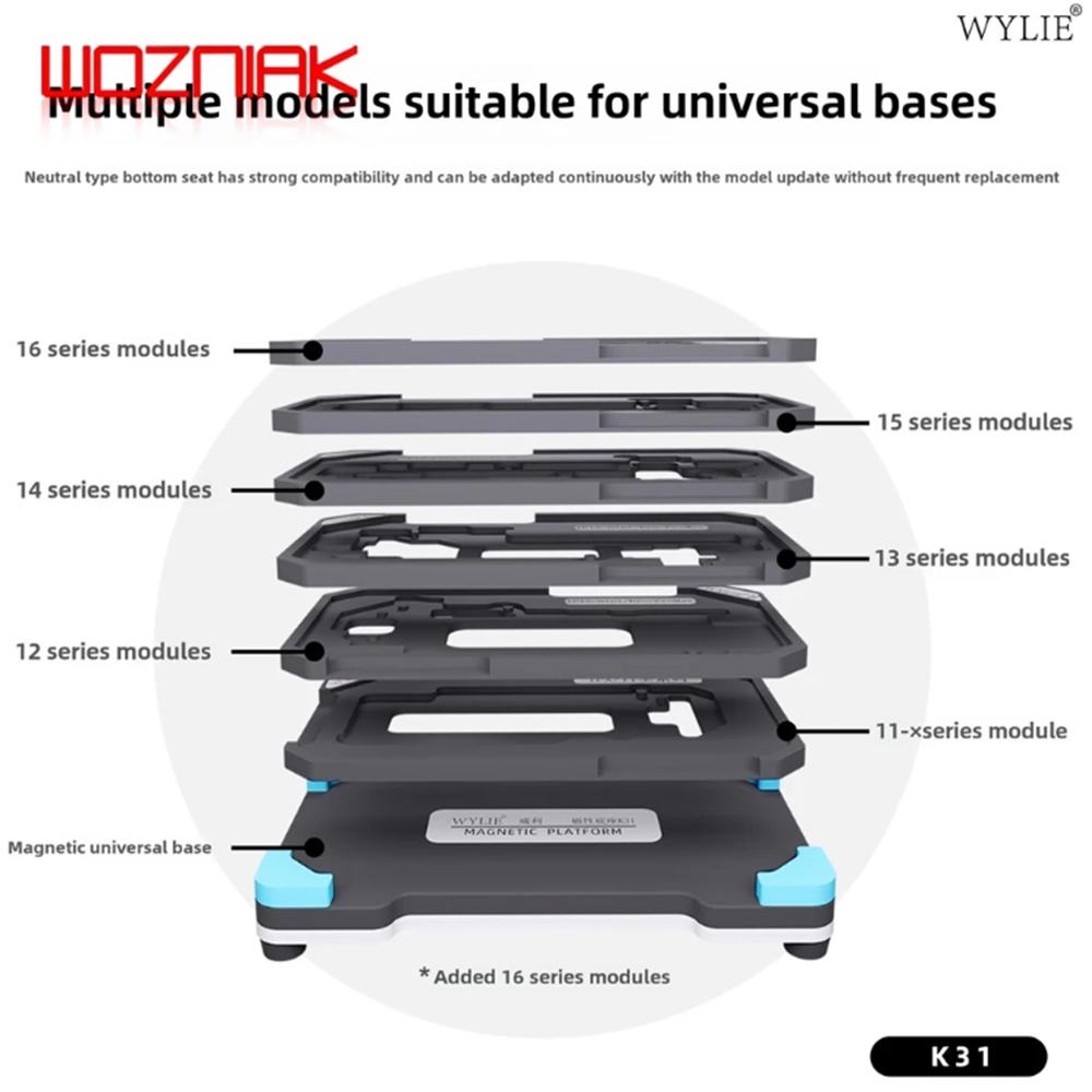 WYLIE K31 Mid-Layer Planting Tin Template For iPhone X-17 Pro Max Motherboard BGA Middle Layer Reballing Stencil Platform