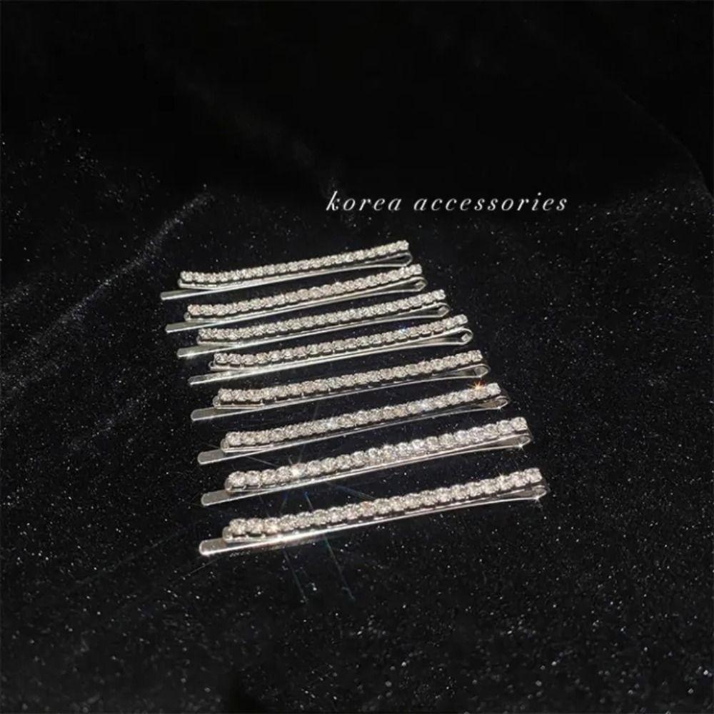 4pcs Silver Rhinestone Hair Clip Set Zircon Crystal Barrettes Simple Korean Hairpins  Daily