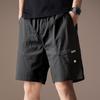 High-end American Retro Ice Silk Cotton Tooling Shorts Men's Summer Thin Loose Straight Casual Five-point Medium Pants