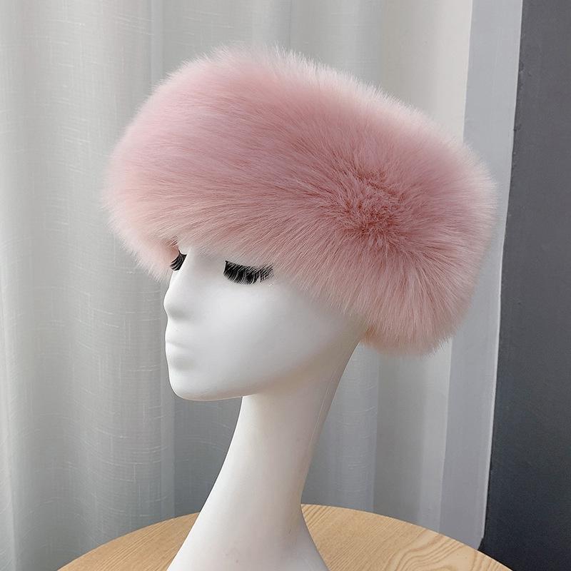 New Winter Thick Furry Hairband Fluffy Faux Fur Women Girl Fur Headband Hat Winter Outdoor Earwarmer Ski Hats Snow Cap