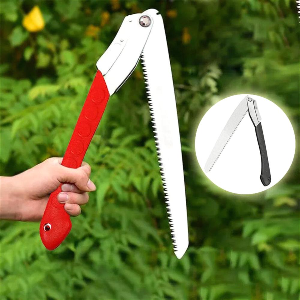 

Manganese Steel Folding Logging Saw with 3-Sided Tooth and Safety Lock for Wood Branch Cutting Trimming Bamboo Pruning 16 Inch Red