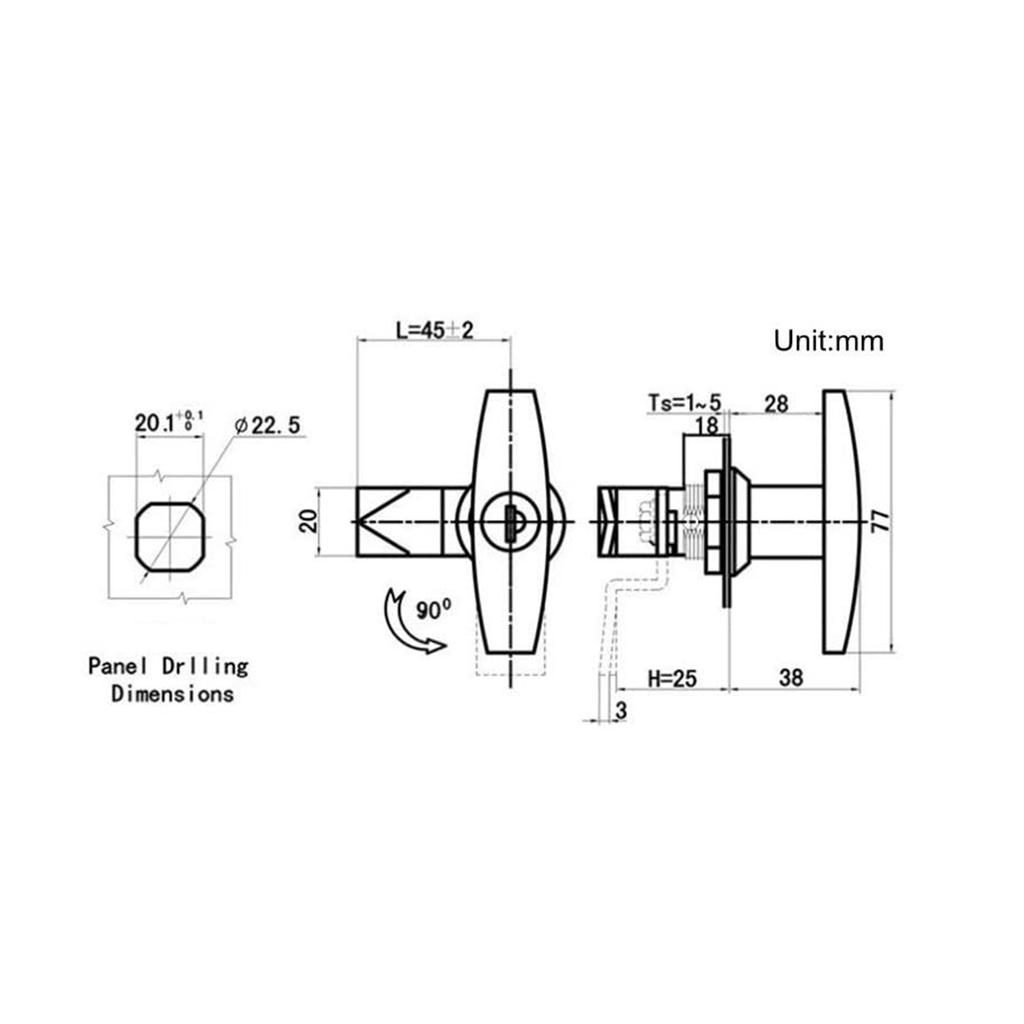 T Handle Door Lock Latch Zinc Alloy Cabinet T Handle Door Lock for Car Truck Trailer Camper Van