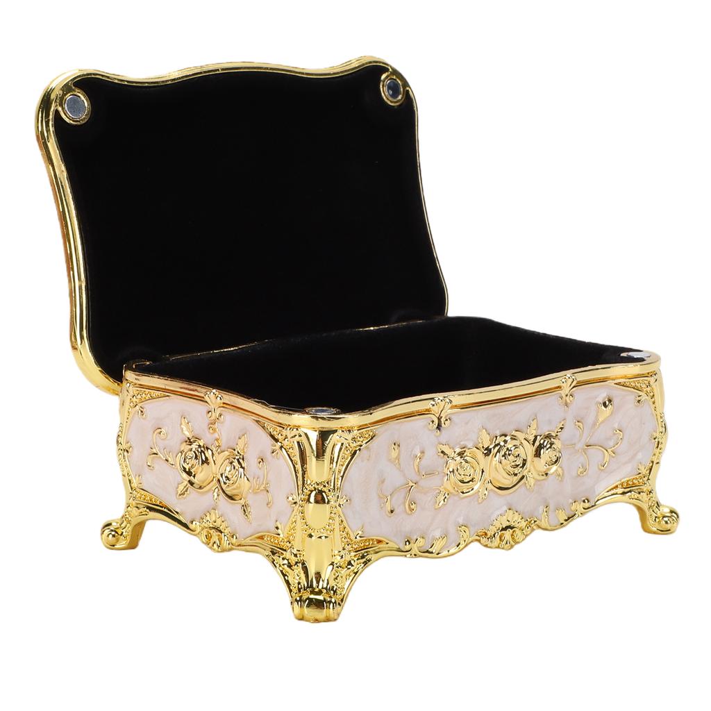 Decorative Jewelry Box with Rose Pattern Vintage Trinket Organizer Box Case for Ring Earrings Necklaces