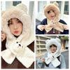 Warm Bear Ear Hat Solid Color Winter Neckerchief Fashion 2 in 1 Plush Scarf  Ski