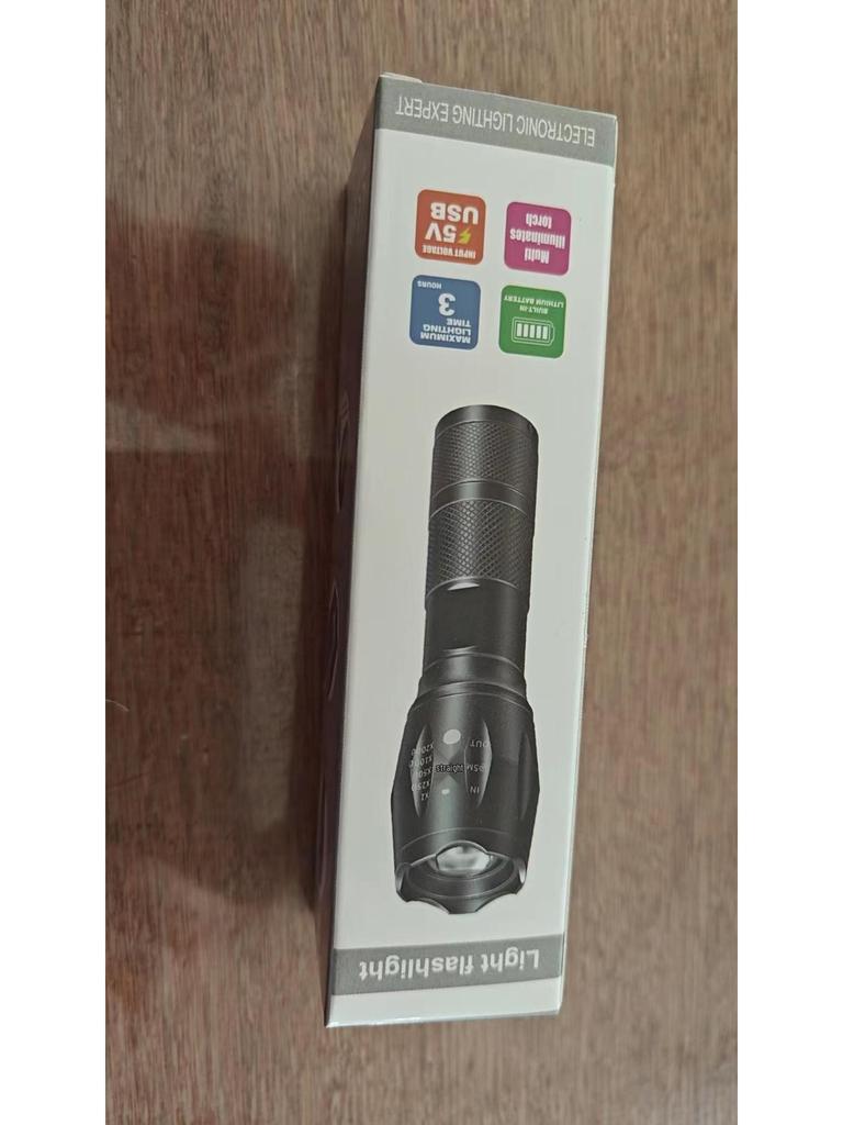 LED Multifunctional Flashlight - USB Rechargeable, Triple Light Source, Purple Identification, Aluminum Alloy, Night Fishing