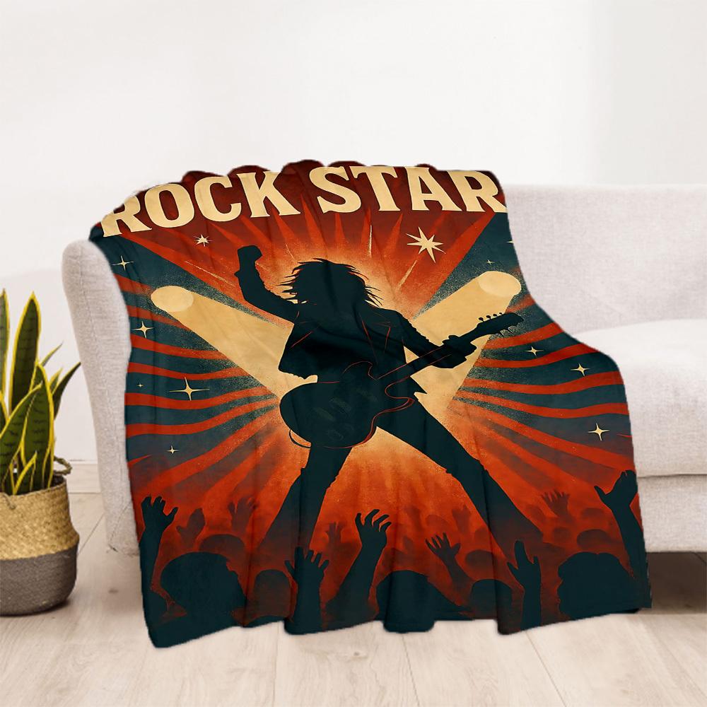 1pc Rock Star Outdoor Blanket Lightweight Flannel, All-Season Use for Sofa, Bed, Travel, Camping, Living Room, Office, Couch008
