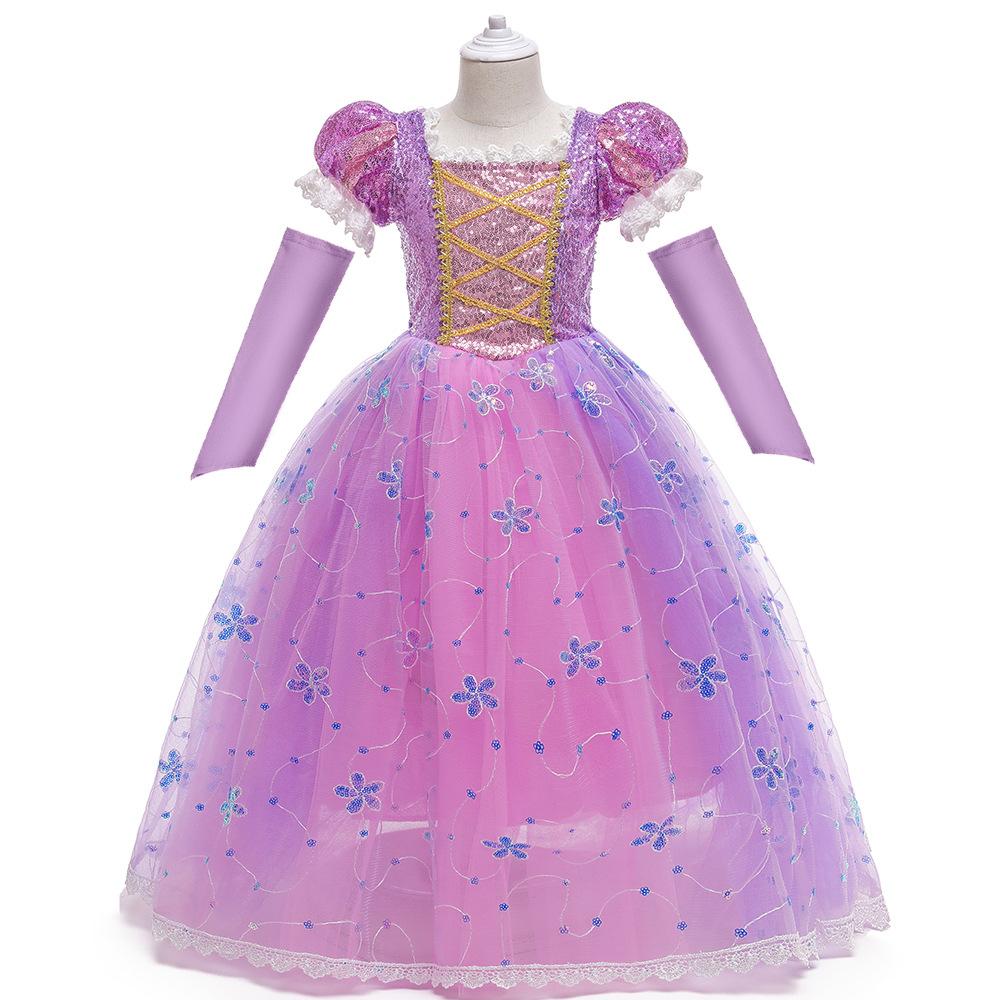 Little Girls Purple Princess Rapunzel Birthday Party Cosplay Halloween Easter Carvinal Fancy Dress Girls Holiday Party Dress-Up