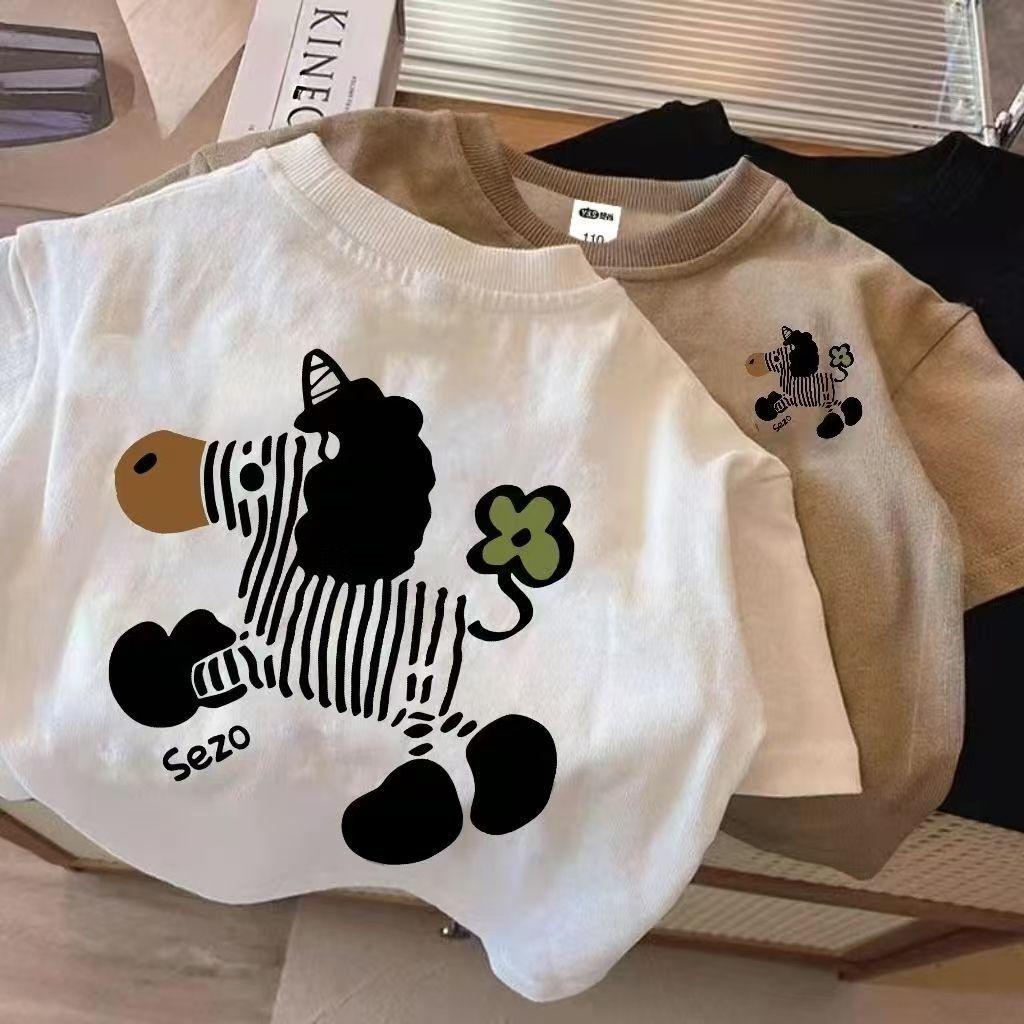 2026 Summer Zebra Print Short Sleeve for Boys & Girls - Comfort & Breathability