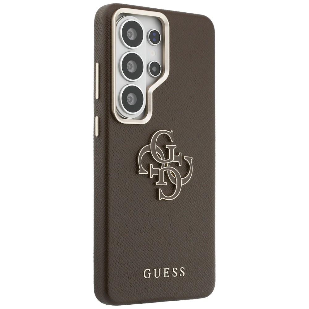 Funda Guess Grained con Logo Metálico 4G Grande para Samsung Galaxy S26 Ultra Marrón