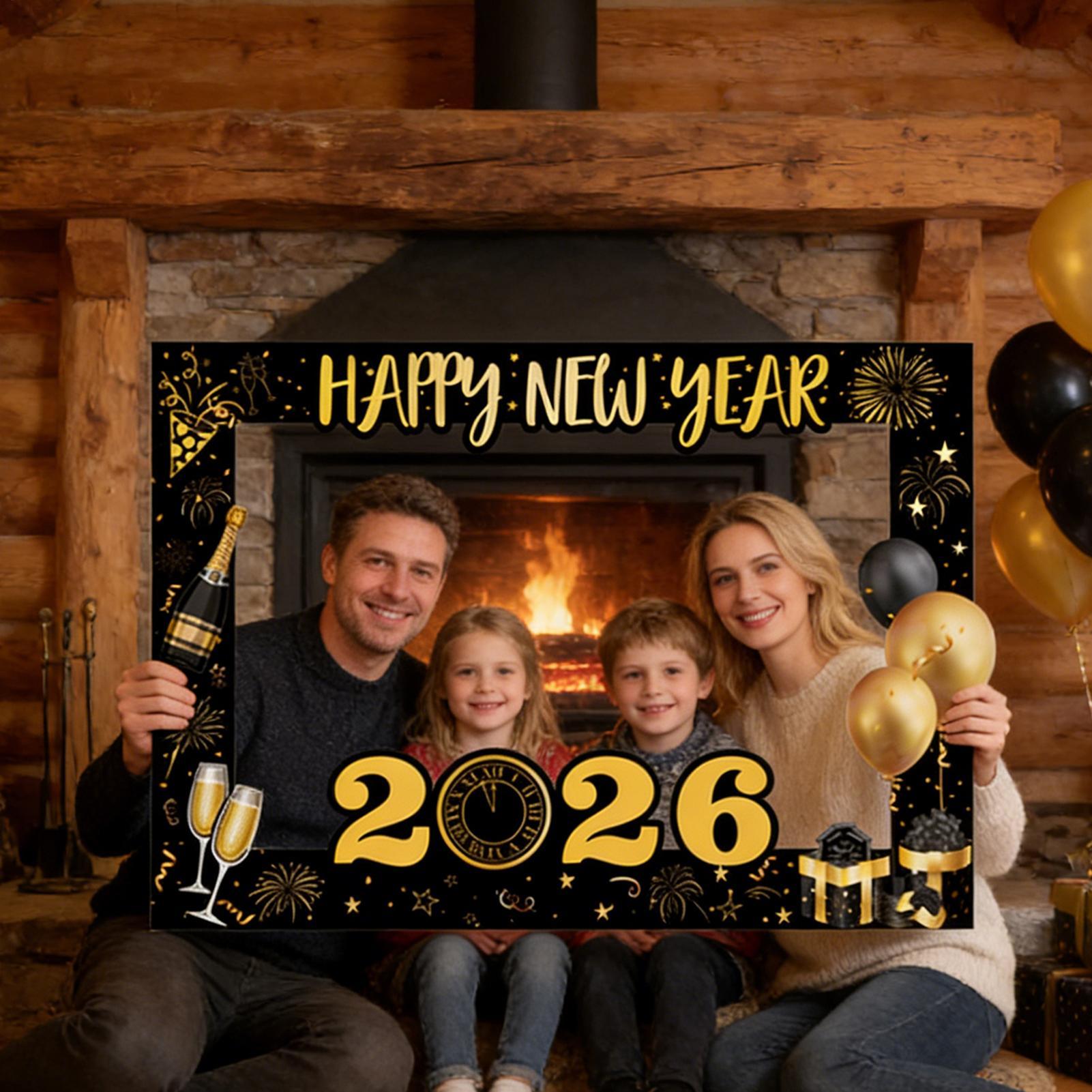 

Новогодние реквизиты, забавный фон для фотосессии, черно-золотой, ручной, 2026 год, для женщин, семьи, детей, для дома. China Mainland