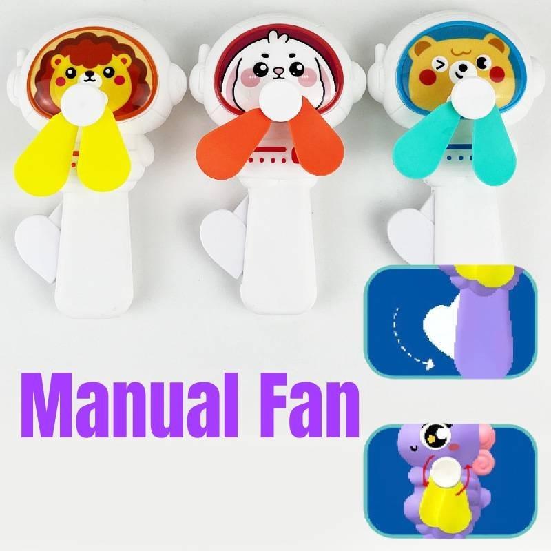 Adorable Handheld Cartoon Fan For Kids Cute Animal Portable Hand Press Fan For Students And Travel