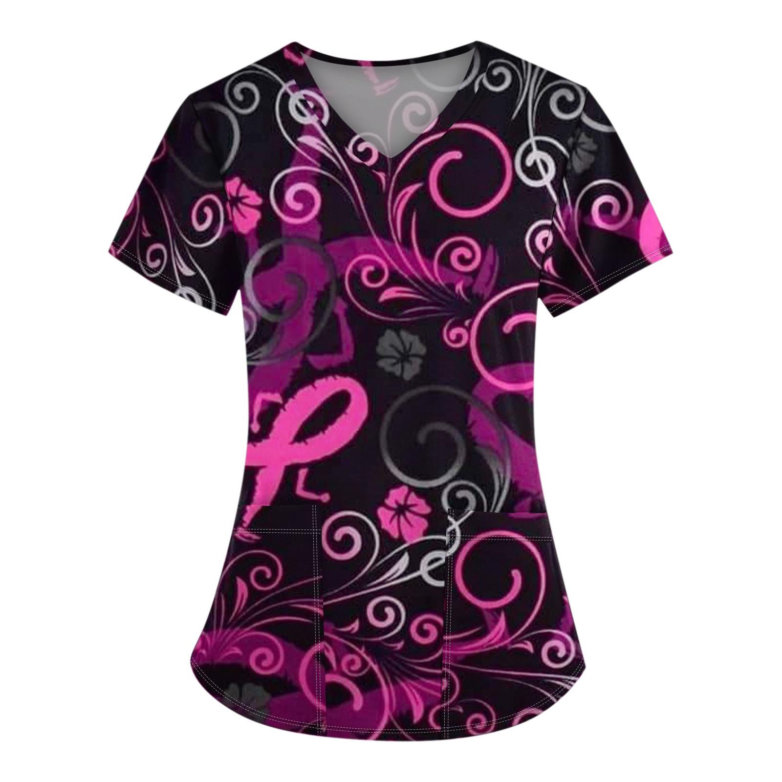 Женская модная рабочая одежда с v-образным вырезом и коротким рукавом с карманной — фото 11