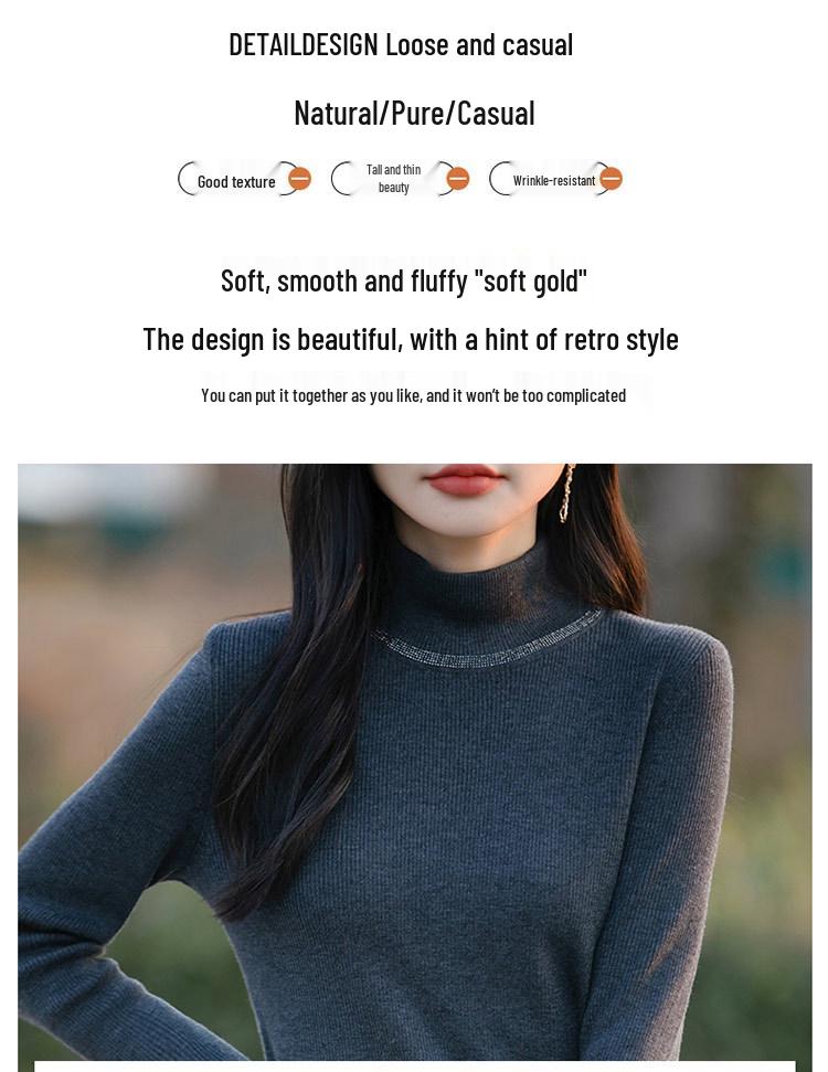Women's Long Sleeve Slim Fit High Collar Sweater