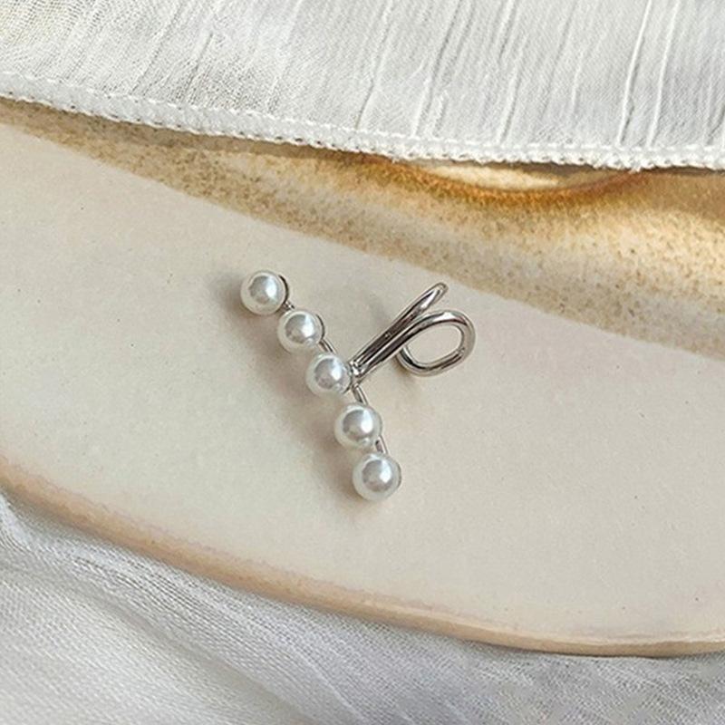 Silver Color Simple Pearl Ear Clip Earrings For Women Without Piercing Minimalist Fashion Jewelry Accessorie