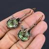 Green Amethyst Gemstone Earrings, 999 Copper Wire Wrapped Earrings, Handmade Antique Jewelry, Gift For Mother Day