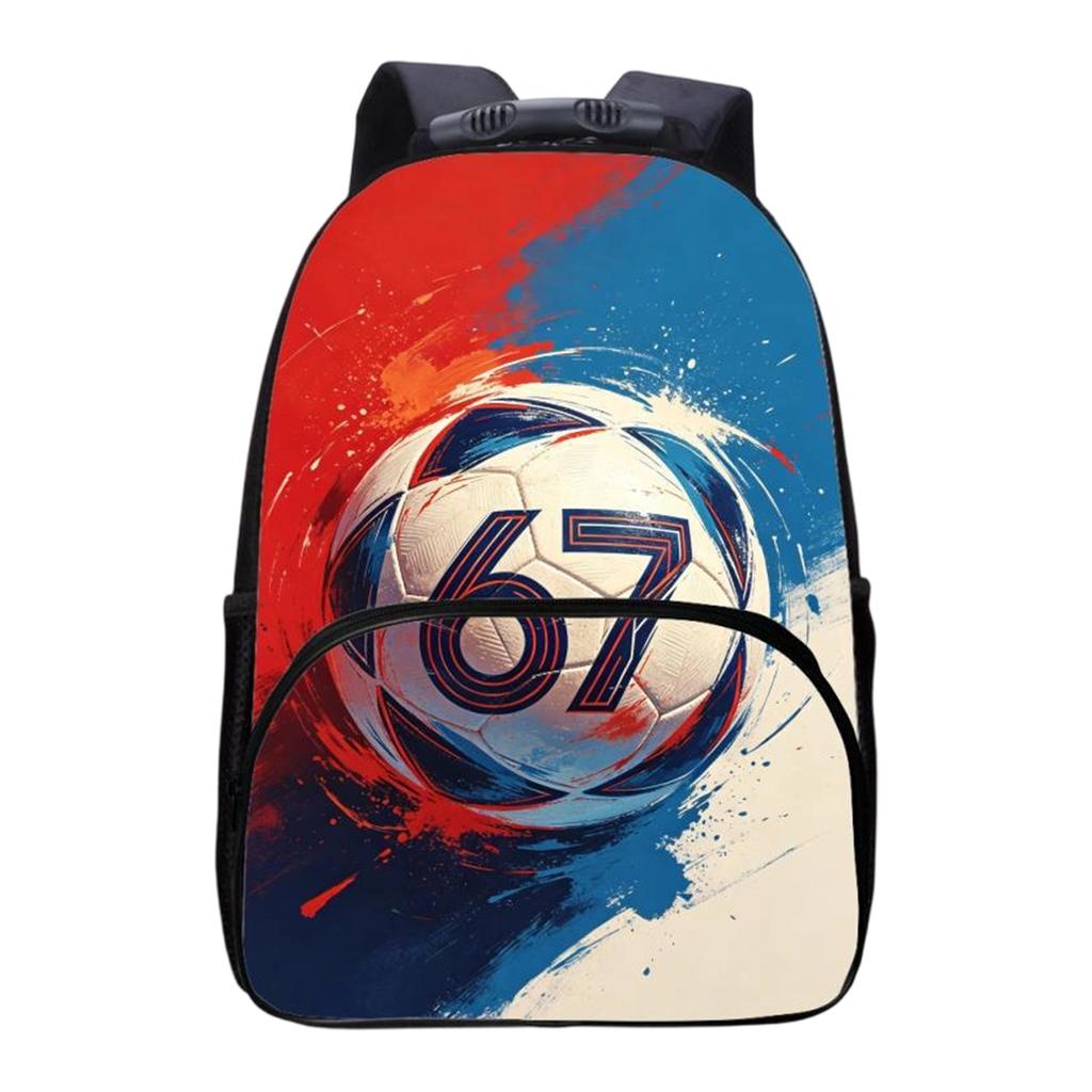 Large Capacity Soccer Print Backpack Durable School Bag with Multiple Compartments Adjustable Shoulder Straps and Front Pocket for Daily Use
