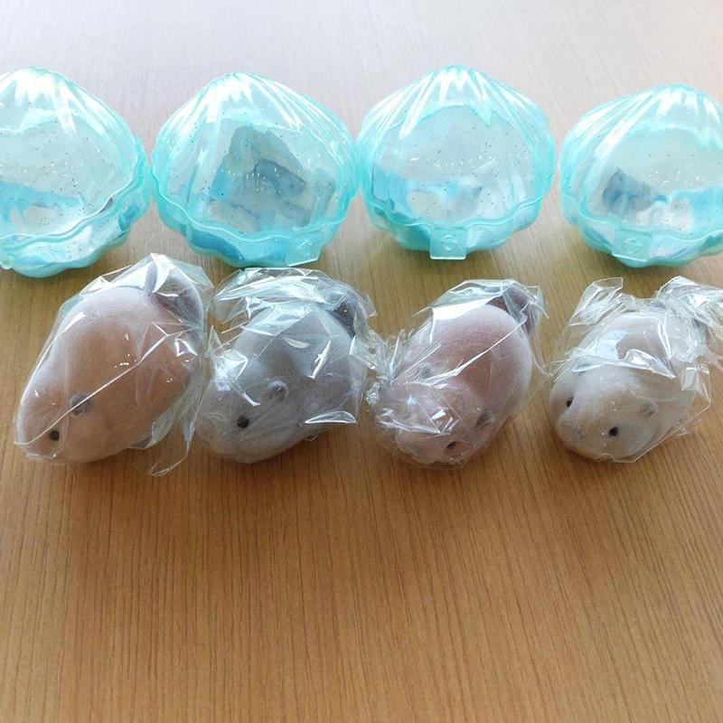 Shell Flocked Beaver Gacha Capsule Toys Cute Nutria Figurine Kawaii Mouse Animal Figure Table Ornaments Birthday Gifts