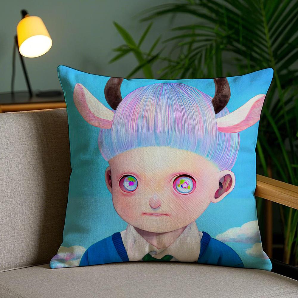 Cute Boy H-Hikari Shimoda Cushion Cover Soft Short Plush Double-Sided Printing Home Decor Machine Washable Pillow Case Gift