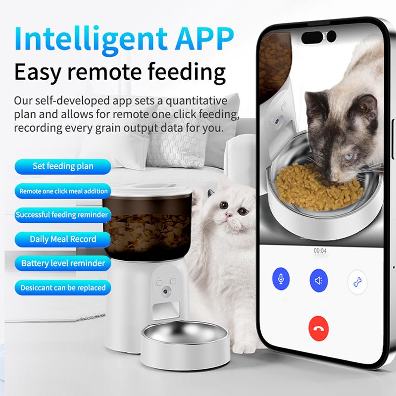 3L Stainless Steel Pet Feeder Intelligent Automatic Pet Feeder Wifi Camera Smart Dry Food Pet Cat Bowl Dog Video Smart Bowl