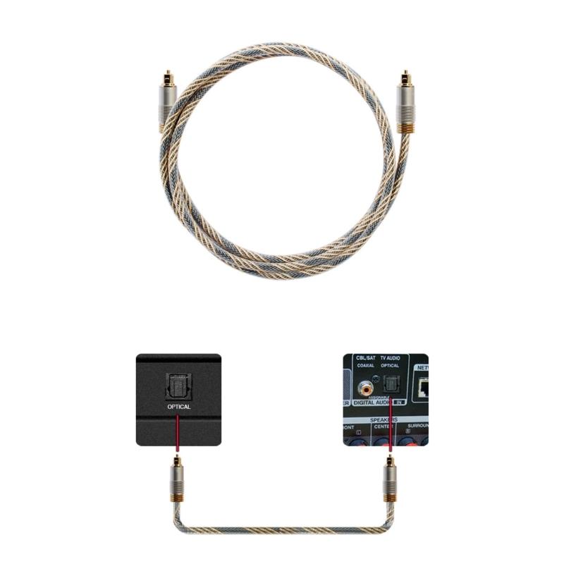 Digital Optical Audio Cable Male to Male SPDIF Cable with Nylon Braided Fiber Optic Cord for Home Theater Soundbar TV