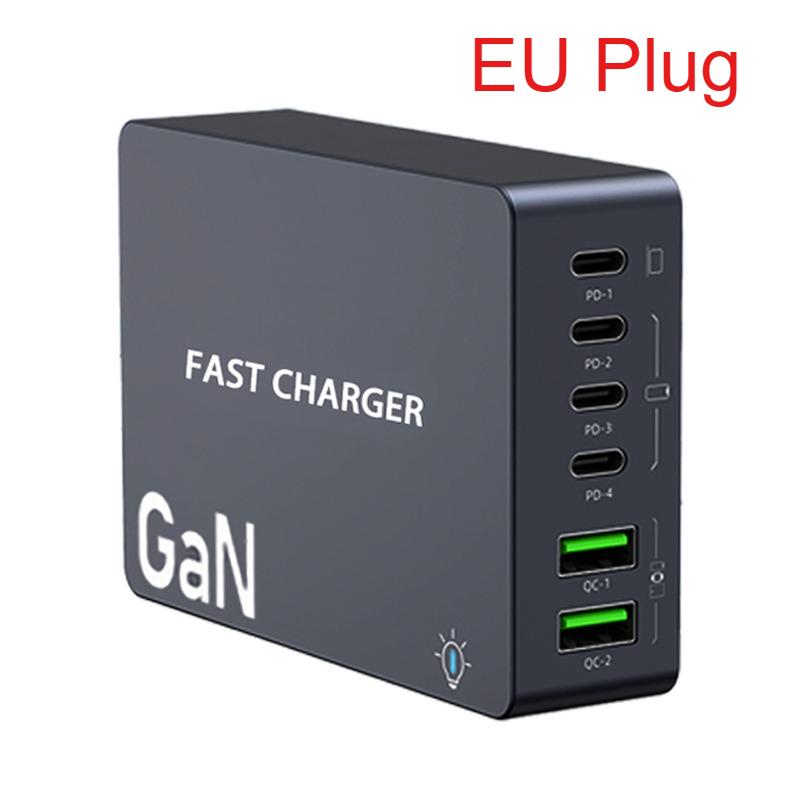 220W GaN Desktop Charger 6-Ports PD 100W USB Type C QC 3.0 Fast Charging Station for IPhone 16 Pro Tablet Macbook Samsung Laptop
