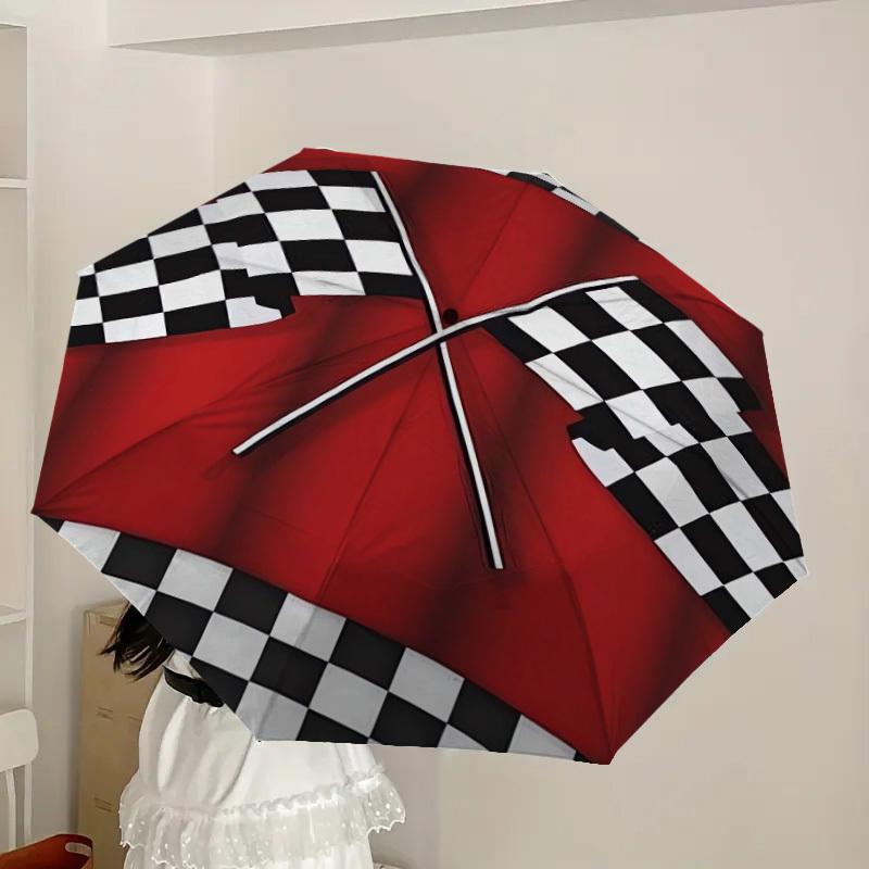 1 buc Umbrelă cu Tema Curse Steaguri Pătrate cu Mâner de Plastic, Potrivită pentru Toate Anotimpurile Casă Călătorie Umbrelă de ExteriorDD399